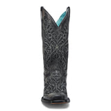 CORRAL WOMEN'S BLACK GLITTER INLAY & EMBROIDERY SQUARE TOE COWBOY BOOT - A4876