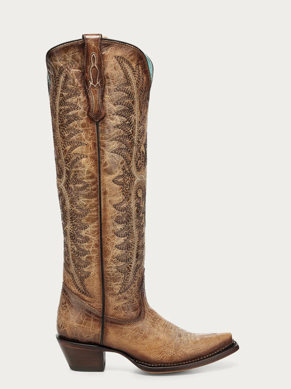 CORRAL WOMEN'S SAND EMBROIDERY & METALLIC WELT TALL TOP WESTERN BOOT - A5009