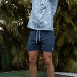 Burlebo 7" Athletic Short - Heather Navy - American Flag Liner