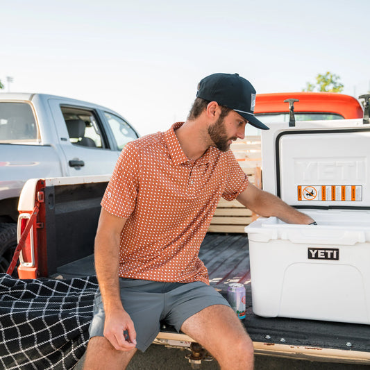 Burlebo Performance Polo - Texas Orange & White