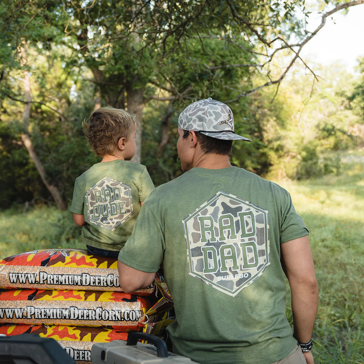 Burlebo Youth Short Sleeve Tee - Rad Dude Deer Camo - Heather Olive