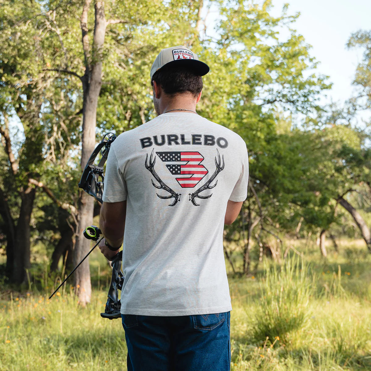 Burlebo Short Sleeve Tee - Elk Horn Logo - Oatmeal