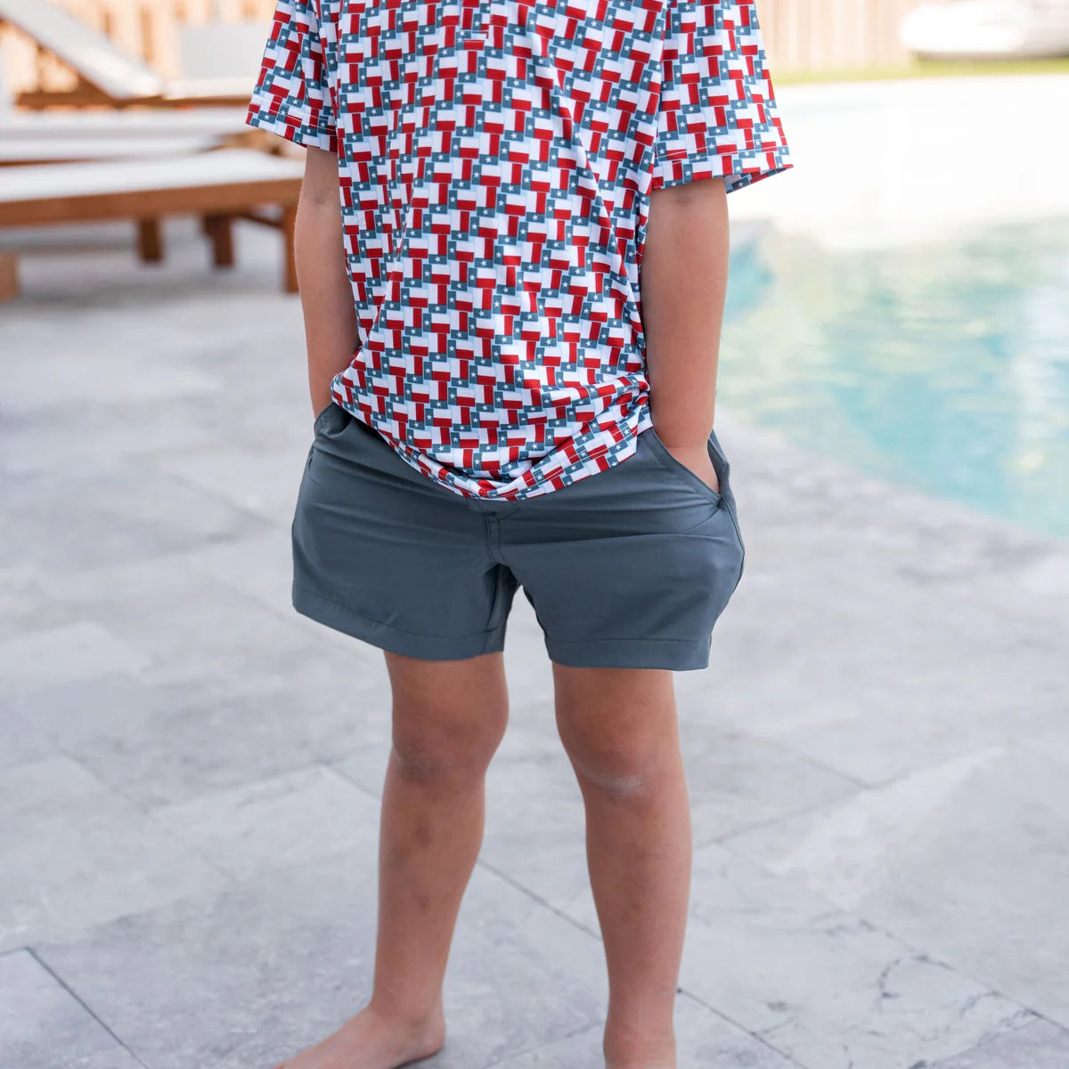 Burlebo Youth Everyday Short - River Rock Grey - Classic Deer Camo Pocket
