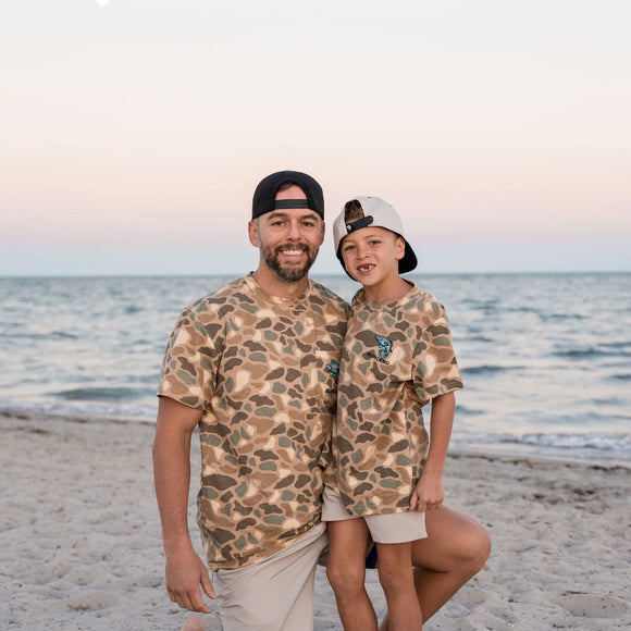 Burlebo Short Sleeve Tee - Pintail Camo - Jumping Trout Pocket Tee