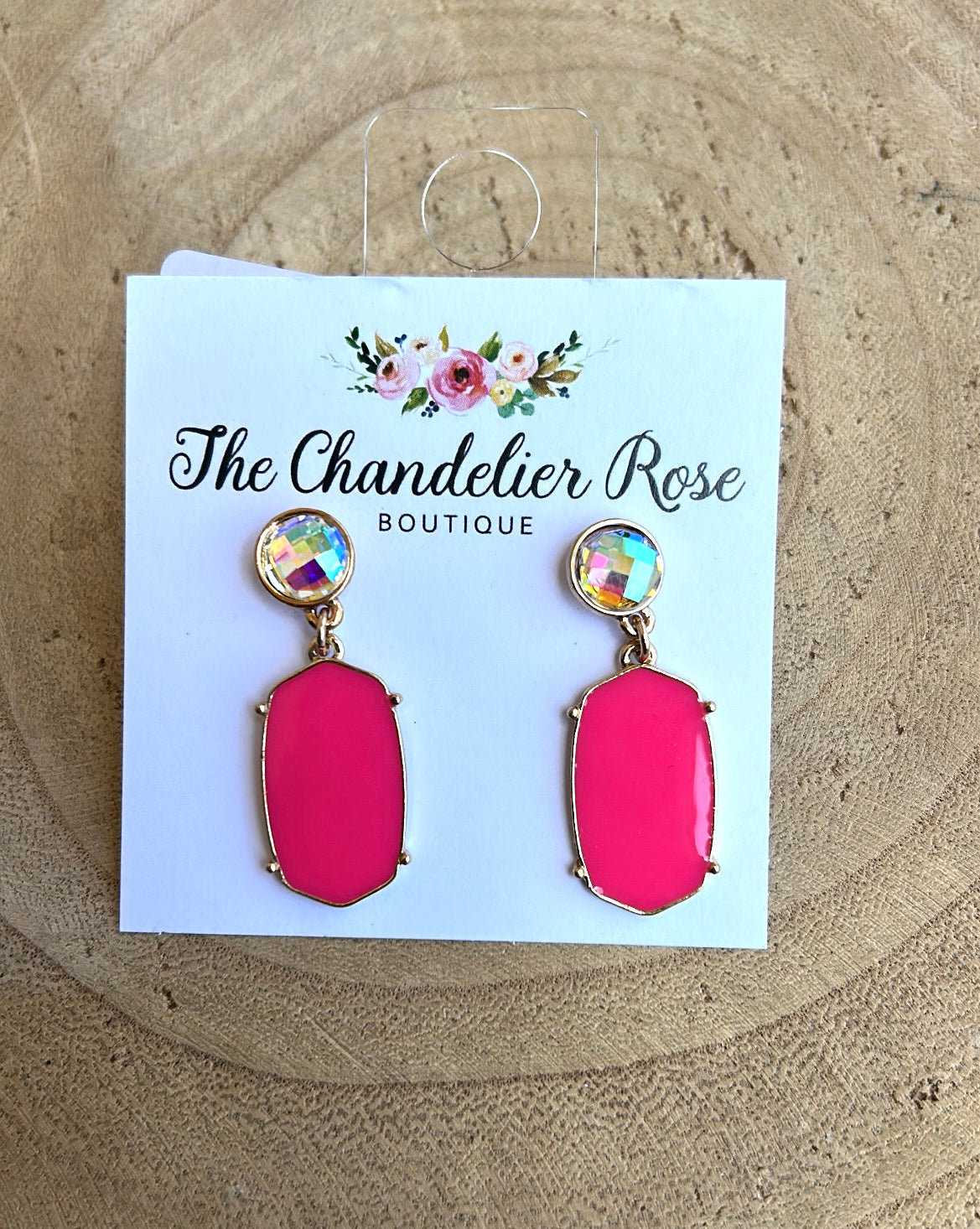 Pink KS Earring with AB Stone