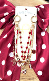 Triple Strand Game Day Bag Charm  - Burgundy and White