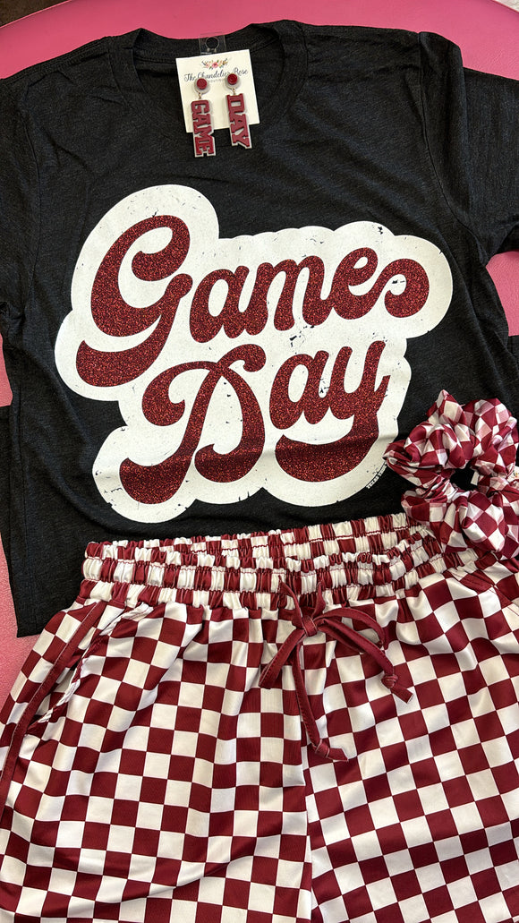 BIG GAME DAY RETRO MAROON GLITTER TEE