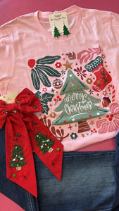 MERRY CHRISTMAS TREE TEE - PINK