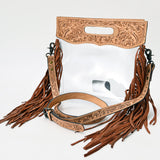 AMERICAN DARLING LEATHER TOOLED CLEAR BAG - ADBG1172