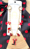 Game Day Bag Charm Boot Bow -  Red and Black