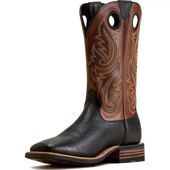 ARIAT MENS HIGHLAND TOUGHSTOCK WIDE SQUARE TOE WESTERN BOOT - BLACK BISON