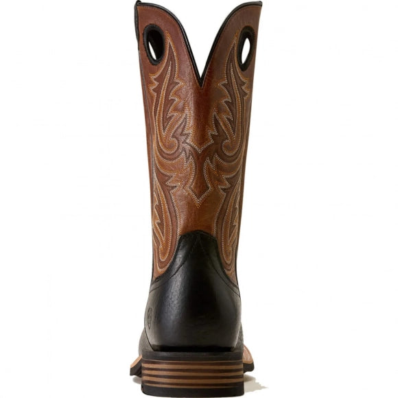 ARIAT MENS HIGHLAND TOUGHSTOCK WIDE SQUARE TOE WESTERN BOOT - BLACK BISON