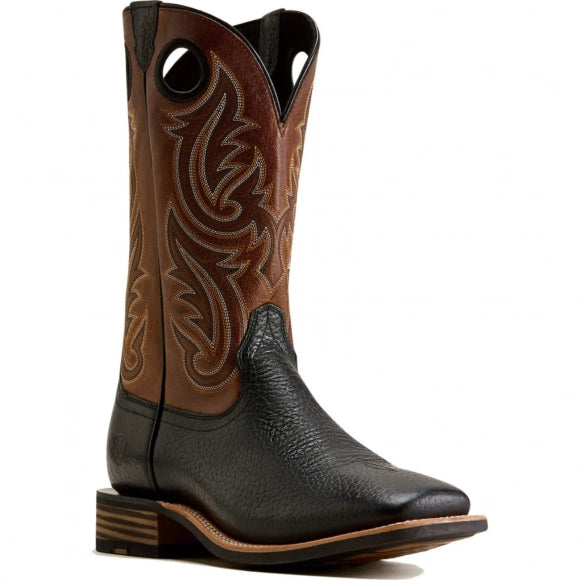 ARIAT MENS HIGHLAND TOUGHSTOCK WIDE SQUARE TOE WESTERN BOOT - BLACK BISON