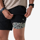 Burlebo 7" Athletic Short - Heather Black - Retro Duck Camo Liner