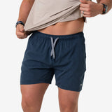 Burlebo 7" Athletic Short - Heather Navy - American Flag Liner