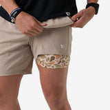 Burlebo 7" Athletic Short - Heather Khaki - Venado Camo Liner