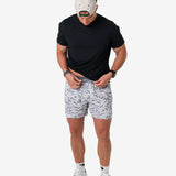 Burlebo 7" Athletic Short - White Camo - Grey Liner