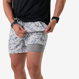 Burlebo 7" Athletic Short - White Camo - Grey Liner