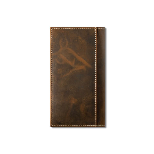 ARIAT MENS RODEO STYLE WALLET BOOT STITCH OVERLAY BROWN