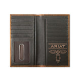 ARIAT MENS RODEO STYLE WALLET BOOT STITCH OVERLAY BROWN