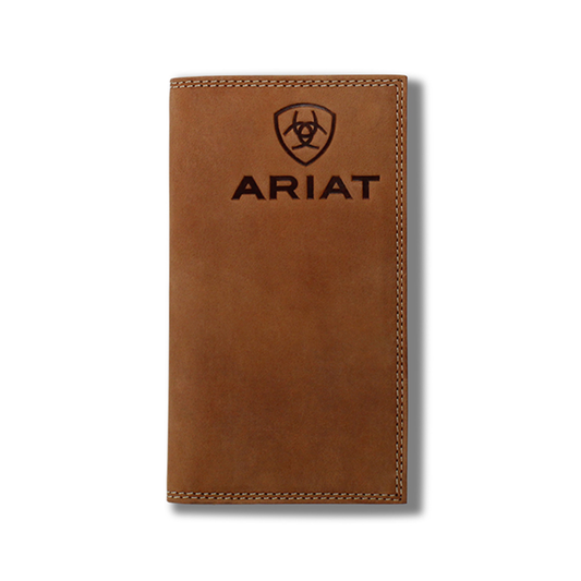 ARIAT MENS RODEO WALLET EMBOSSED LOGO - MEDIUM BROWN