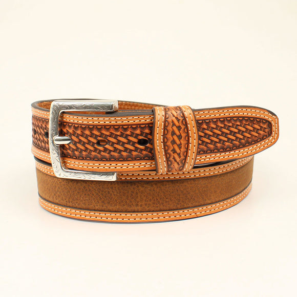 ARIAT MENS BELT MEDIUM DISTRESSED - MEDIUM BROWN