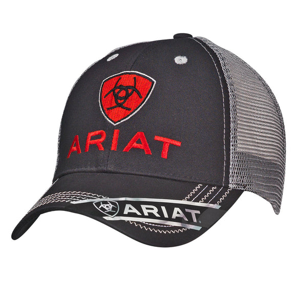 ARIAT MENS BALL CAP - BLACK AND GREY