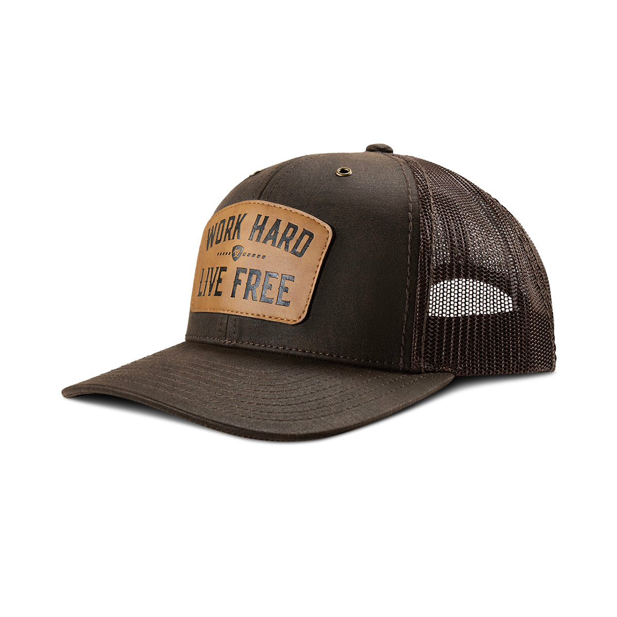 ARIAT MENS CAP SNAP BACK R112 WORK HARD PATCH BROWN