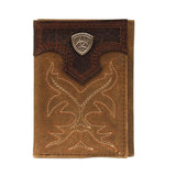 ARIAT PREMIUM BRAND MENS TRIFOLD WALLET - TAN