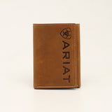 ARIAT TRIFOLD VERTICAL DEBOSSED MEDIUM BROWN