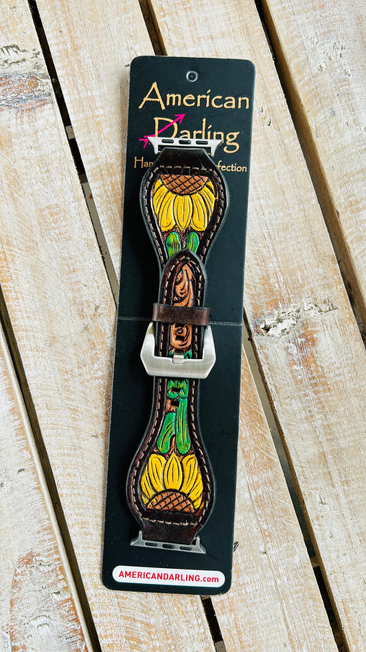 AMERICAN DARLING LEATHER TOOLED APPLE WATCHBAND - ADWAR105