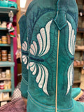 CIRCLE G WOMENS AQUA BUTTERFLY EMBROIDERY WESTERN BOOT - L6326