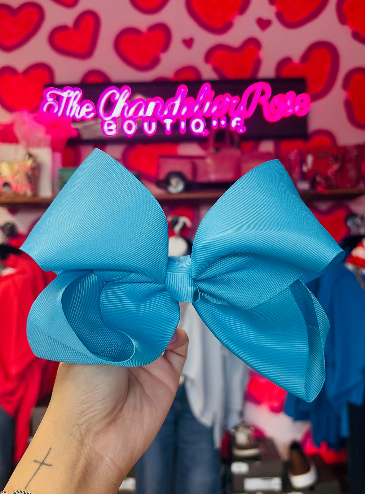 TEAL 8 INCH HAIR BOWS