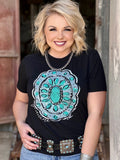 CALLIE'S GENUINE CONCHO TEE - SOLID BLACK