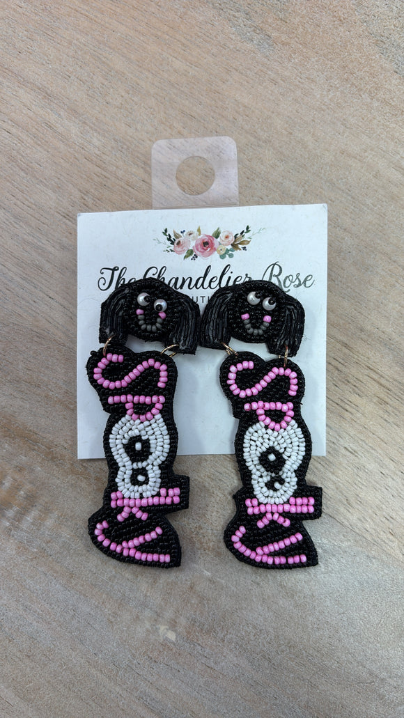 Spooky and Spider Post Earrings with Pink Letting