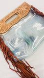 AMERICAN DARLING LEATHER TOOLED CLEAR BAG - ADBG1172