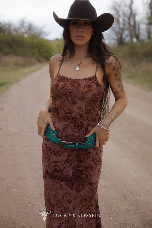 JADE GATOR GENUINE LEATHER STUDDED WIDE BELT
