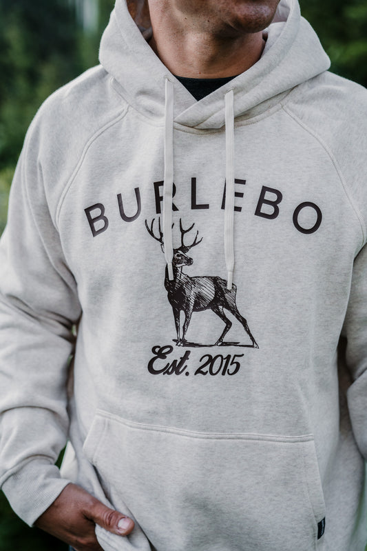 BURLEBO FLEECE HOODIE WHITETAIL DEER HEATHER OATMEAL