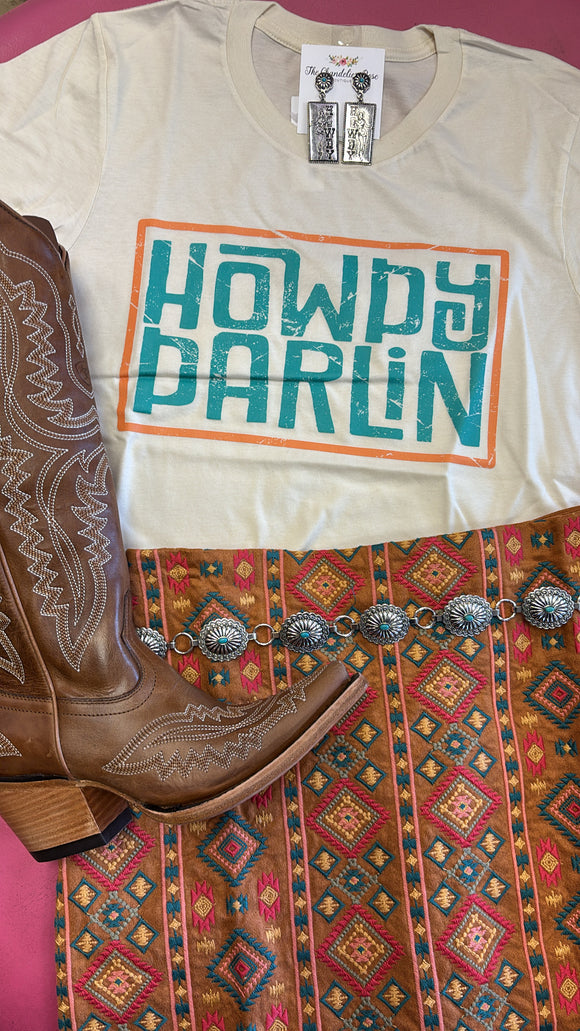 HOWDY DARLING WESTERN TEE - CREAM