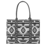 WRANGLER SOUTHWESTERN PATTERN DUAL SIDED BLACK WIDE TOTE