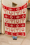 Red Cream Western Aztec Printed Knitted Polyester Microfiber Blanket (50in x 60in)
