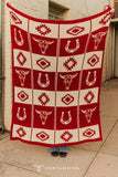 Red Cream Western Aztec Printed Knitted Polyester Microfiber Blanket (50in x 60in)