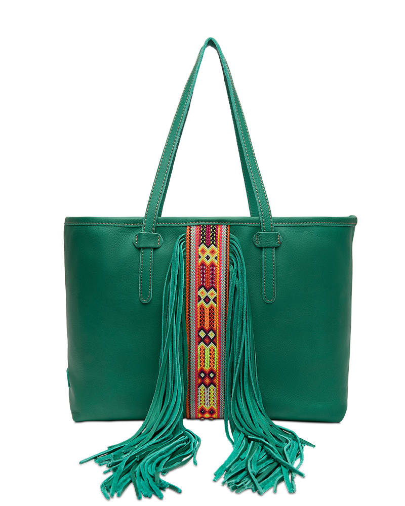 CONSUELA TEAL BREEZY FRINGE TOTE