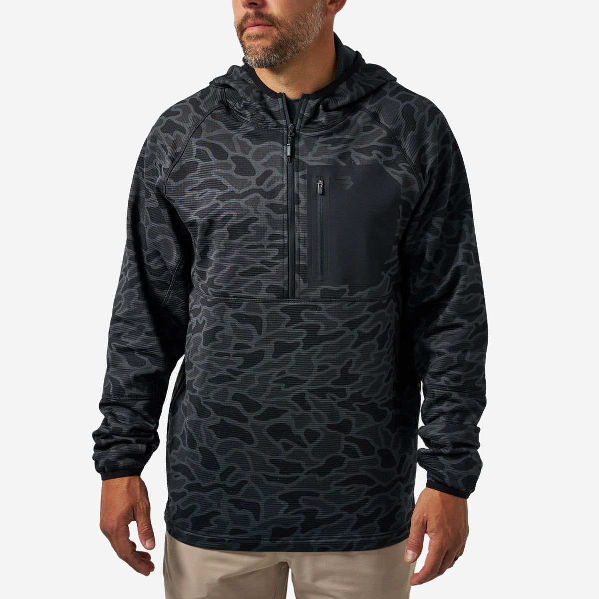 BURLEBO BLAZE TECH QUARTER ZIP - BLACK CAMO