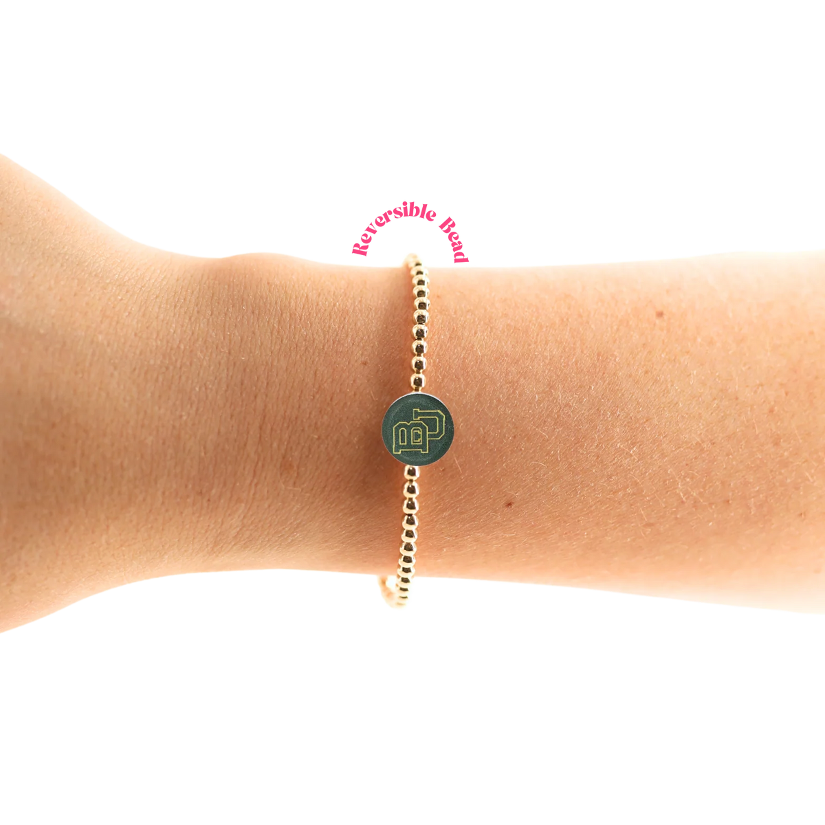 Beaded Blondes Baylor Logo Flip on Gold 6.75" Bracelet