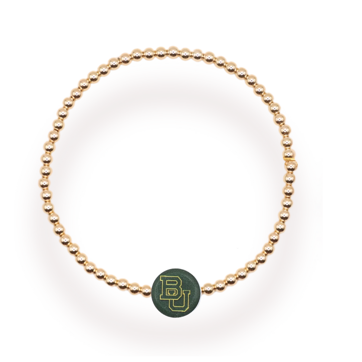 Beaded Blondes Baylor Logo Flip on Gold 6.75" Bracelet