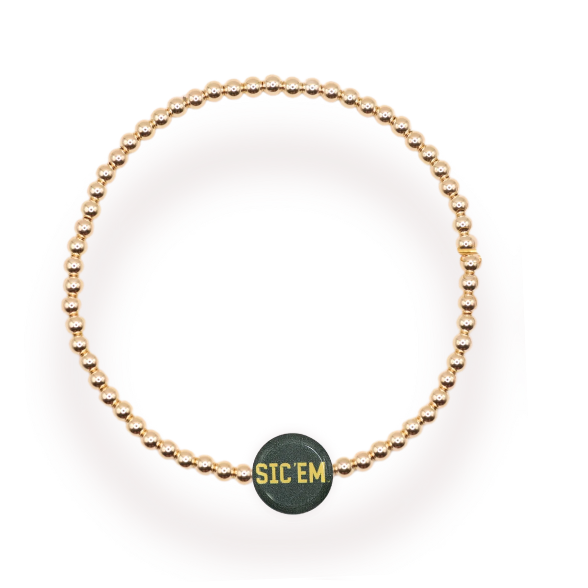 Beaded Blondes Baylor Logo Flip on Gold 6.75" Bracelet