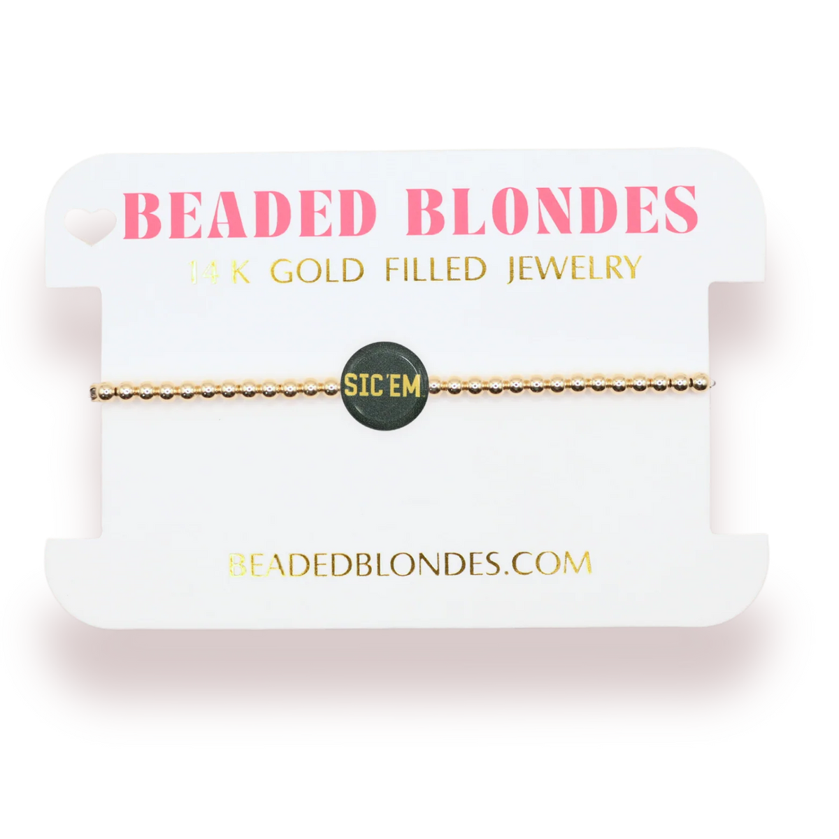 Beaded Blondes Baylor Logo Flip on Gold 6.75" Bracelet