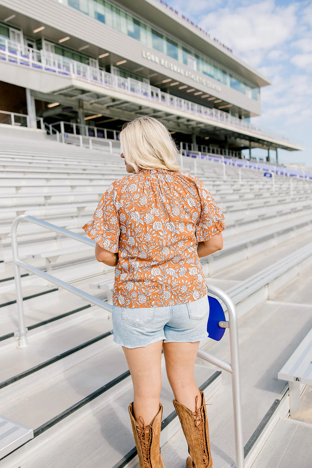 THE BELL TOP - BURNT ORANGE FLORAL