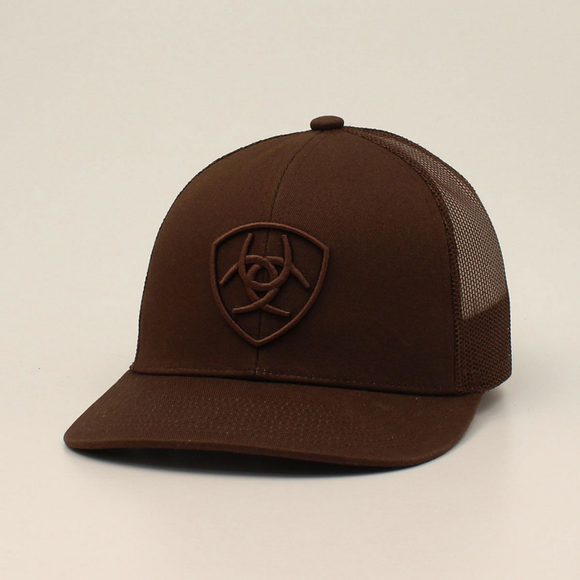 ARIAT BROWN ON BROWN SHIELD LOGO - HATS CAP